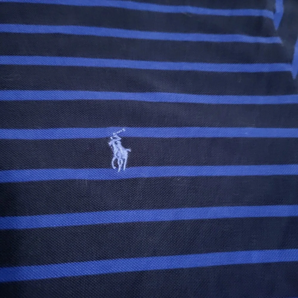 Ralph Lauren Polo Golf Blue Striped Polo Shirt Men's Size XL 100% Cotton